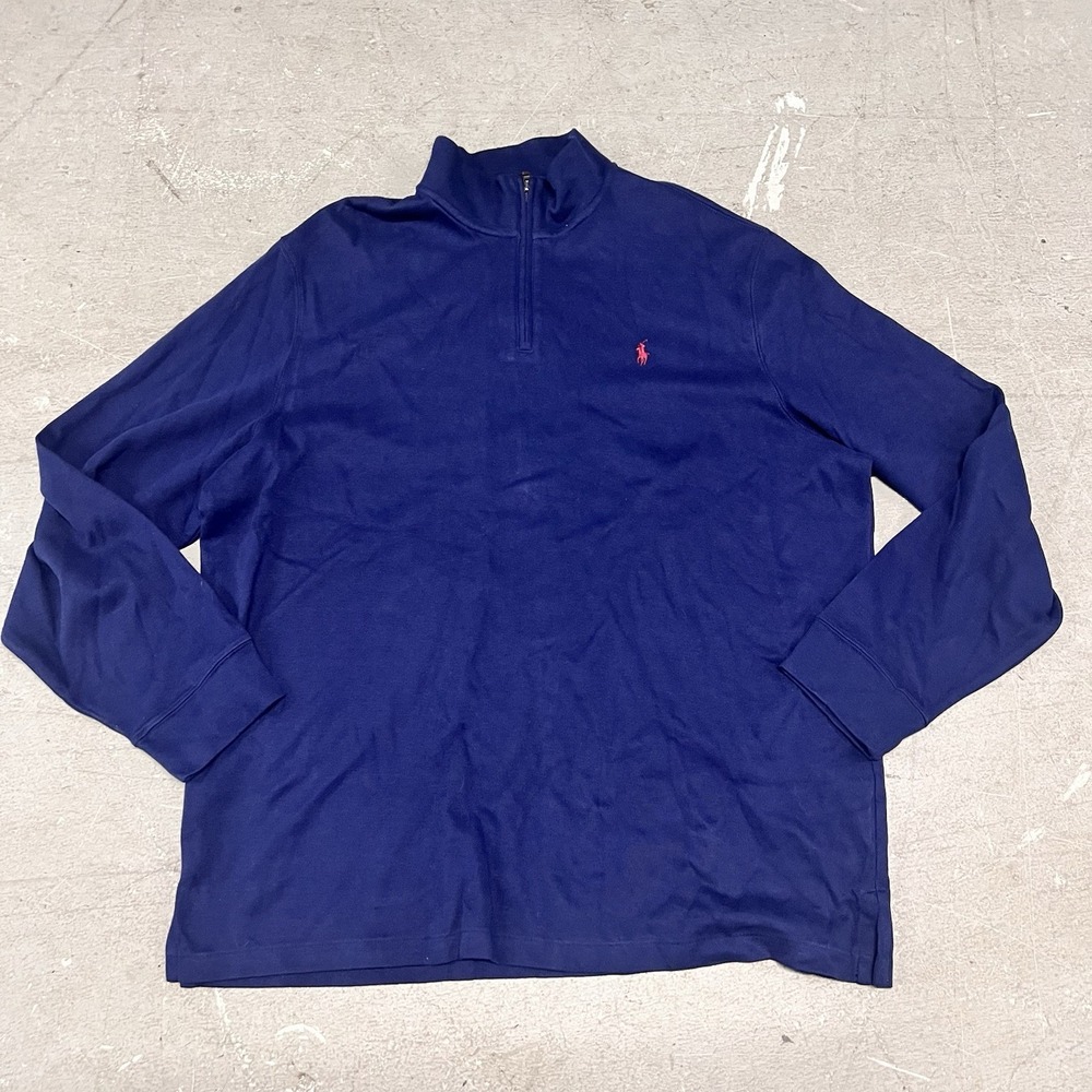 Polo Ralph Lauren Classic Estate-Rib Quarter-Zip Pullover Men Size‎ XXL Navy